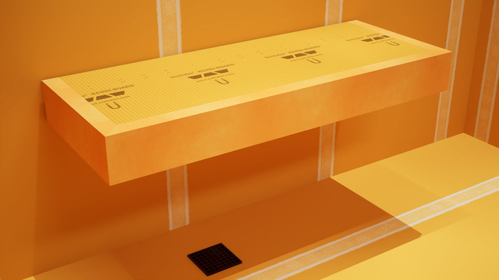 The Original Floating Shower Bench Kit® with Orange XPS Waterproof Board - Original Shower Bench Bracket®