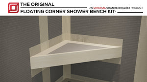 *New* The Original Floating Corner Shower Bench Kit with Dural Tilux Board® by Original Granite Bracket